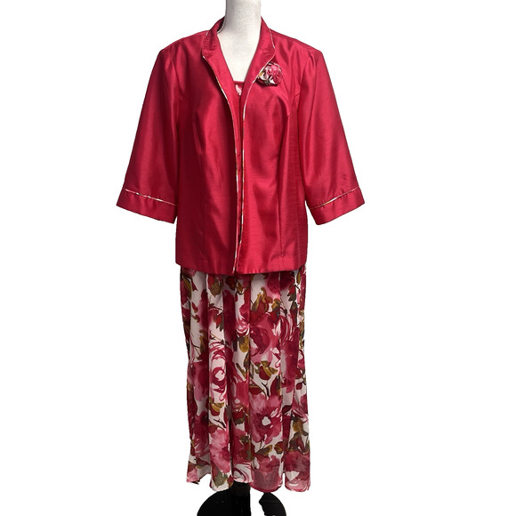 Dana Kay Jacket Dress Suit Plus sz 24W Pink Floral Modest Wedding Church Career - Picture 1 of 14